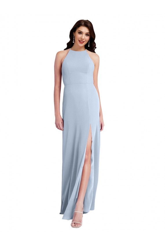 Discount Stretch Crepe Sheath Long Sleeveless Criss Cross Open Back Formal Dress