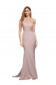 Discount Stretch Crepe Sheath Sweep Train Sleeveless Dusty Pink Formal Dress