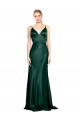 Discount Stretch Satin Sheath Long Sleeveless V-Back Formal Dress