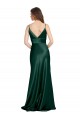 Discount Stretch Satin Sheath Long Sleeveless V-Back Formal Dress