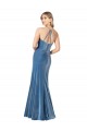 Discount Stretch Velvet Sheath Long Sleeveless Criss Cross Back Formal Dress