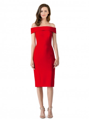 Discount Stretch Crepe Sheath Cocktail Length Sleeveless Formal Dress