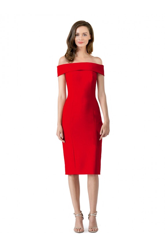 Discount Stretch Crepe Sheath Cocktail Length Sleeveless Formal Dress