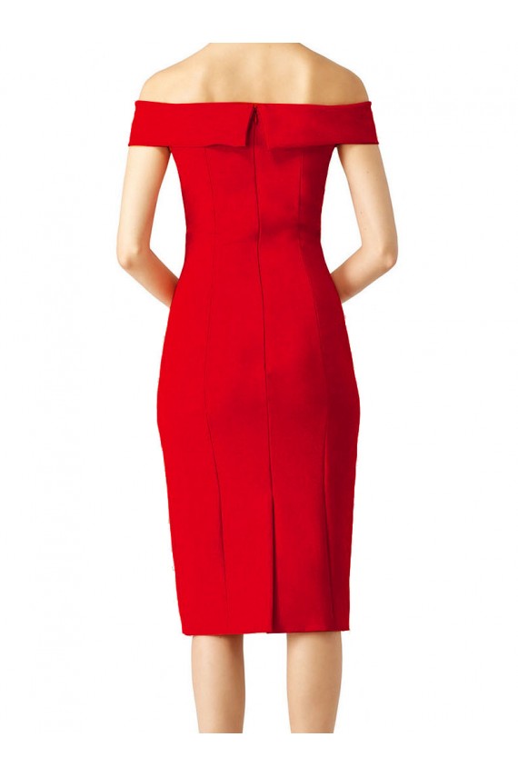 Discount Stretch Crepe Sheath Cocktail Length Sleeveless Formal Dress