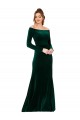 Discount Stretch Velvet Sheath Long Long Sleeves Formal Dress