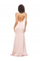 Discount Silky Satin Sheath Long Sleeveless Low Back High Slit Formal Dress