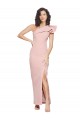 Discount Stretch Crepe Sheath Long Sleeveless One Shoulder Formal Dress
