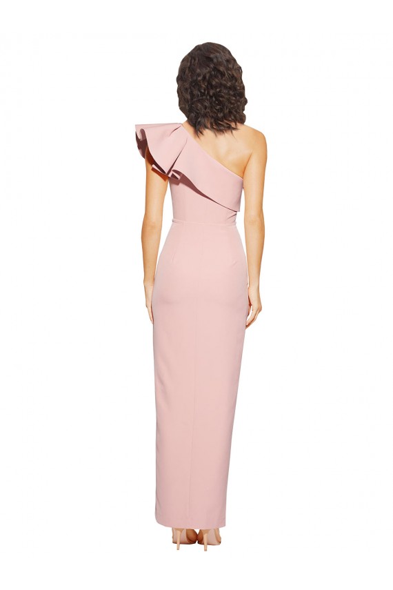 Discount Stretch Crepe Sheath Long Sleeveless One Shoulder Formal Dress