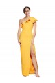 Discount Stretch Crepe Sheath Long Sleeveless High Slit Formal Dress