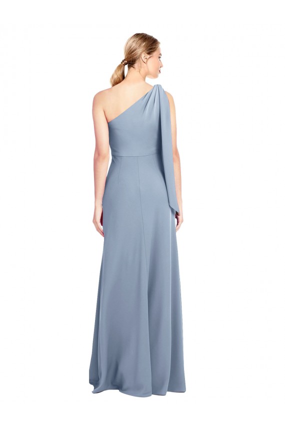 Discount Stretch Crepe Sheath Long Flutter Sleeves Formal Gowns