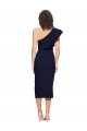 Discount Stretch Crepe Sheath Midi Length Sleeveless Dark Navy Formal Dress