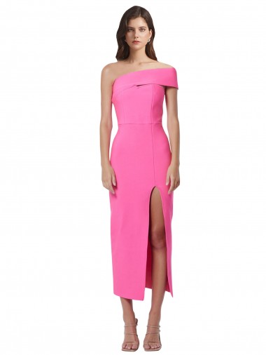 Discount Stretch Crepe Sheath Midi Length Sleeveless Formal Dress