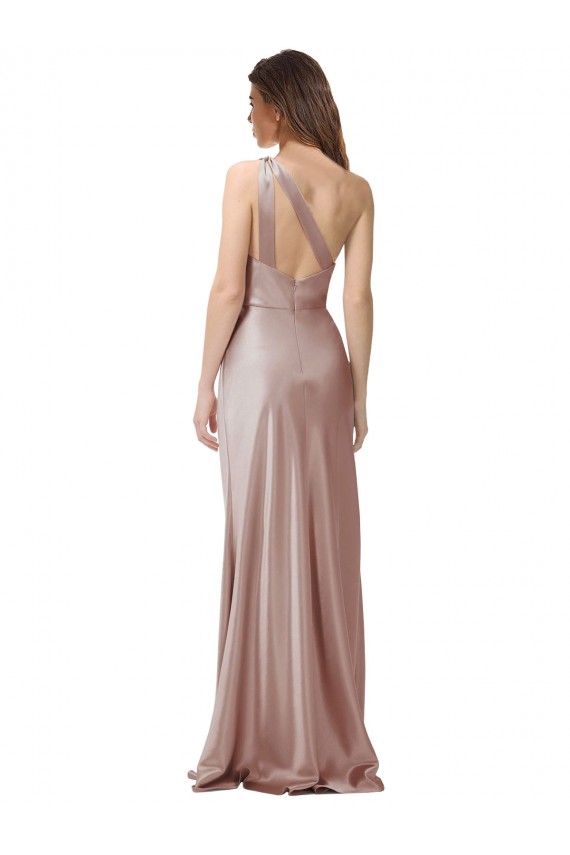 Discount Stretch Satin Sheath Long Sleeveless Open Back Formal Dress