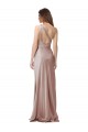 Discount Stretch Satin Sheath Long Sleeveless Open Back Formal Dress