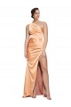 Discount Stretch Satin Sheath Long Sleeveless Criss Cross Open Back Formal Dress