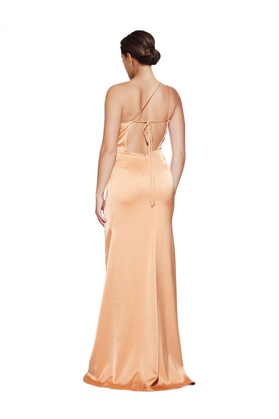 Discount Stretch Satin Sheath Long Sleeveless Criss Cross Open Back Formal Dress