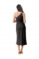 Discount Stretch Satin Sheath Midi Length Sleeveless Black Formal Dress