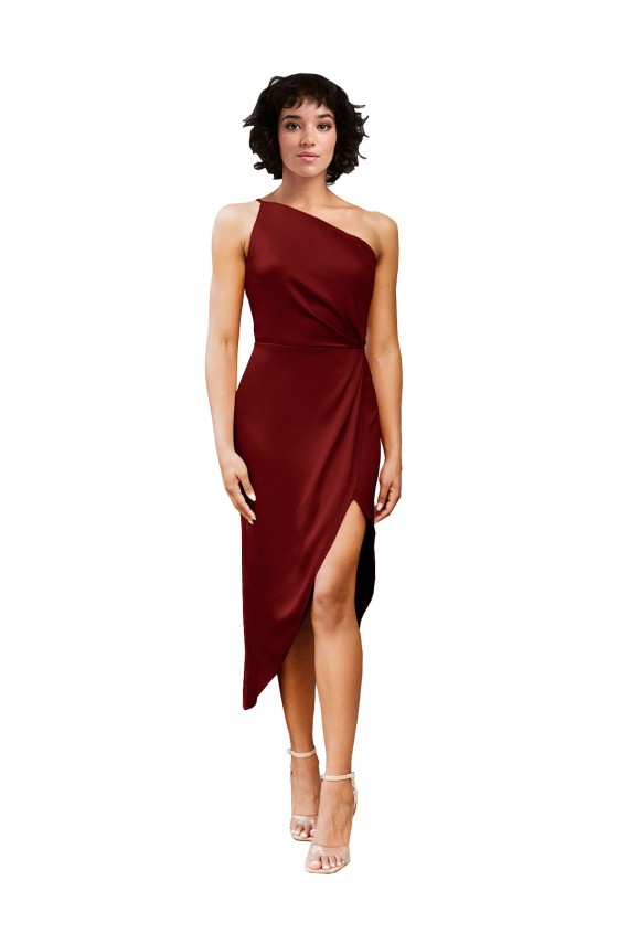 Discount Stretch Satin Sheath Sheath Sleeveless Burgundy Black Tie Formal Dress