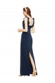 Discount Stretch Crepe Sheath Long Sleeveless Low Back Back Slit Formal Dress