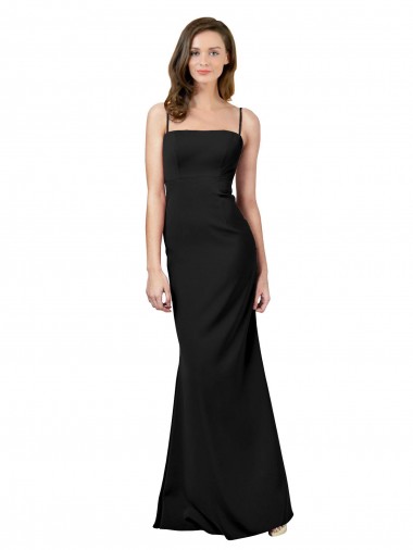 Discount Stretch Crepe Sheath Long Sleeveless Open Back Formal Dress
