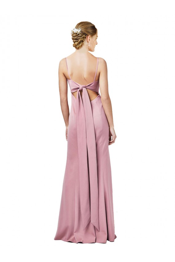 Discount Stretch Crepe Sheath Long Sleeveless Open Back Formal Dress