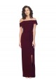 Discount Stretch Crepe Sheath Long Sleeveless Low Back Burgundy Gold Formal Dress