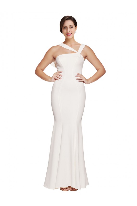Discount Stretch Crepe Sheath Long Sleeveless Low Back Formal Dresses