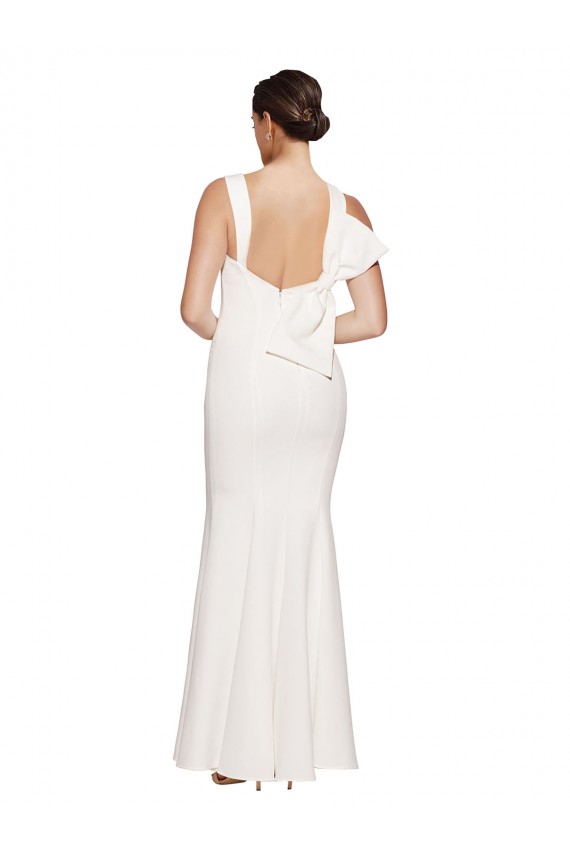 Discount Stretch Crepe Sheath Long Sleeveless Low Back Formal Dresses