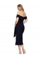 Discount Stretch Crepe Sheath Midi Length Sleeveless Low Back Formal Dress