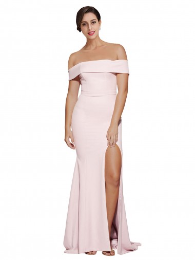 Discount Stretch Crepe Sheath Sweep Train Sleeveless Low Back Formal Dress
