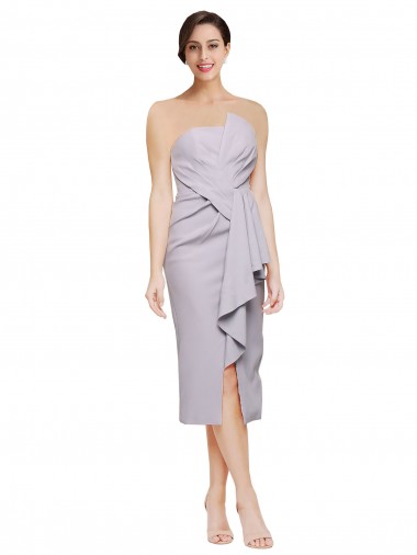 Discount Stretch Crepe Sheath Cocktail Length Sleeveless Low Back High Low Formal Dress