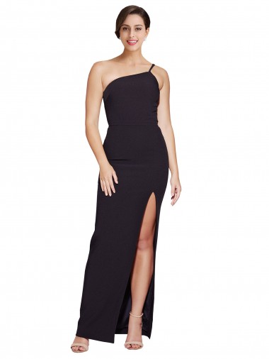Discount Stretch Crepe Sheath Sheath Sleeveless Black Formal Dress
