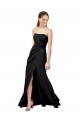 Discount Stretch Crepe Sheath Long Sleeveless Low Back Front Slit Formal Dress