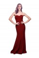 Discount Stretch Crepe Sheath Long Sleeveless Low Back Burgundy Formal Dress