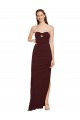 Discount Stretch Crepe Sheath Long Sleeveless Burgundy Gold Formal Dress
