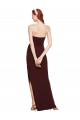 Discount Stretch Crepe Sheath Long Sleeveless Burgundy Gold Formal Dress