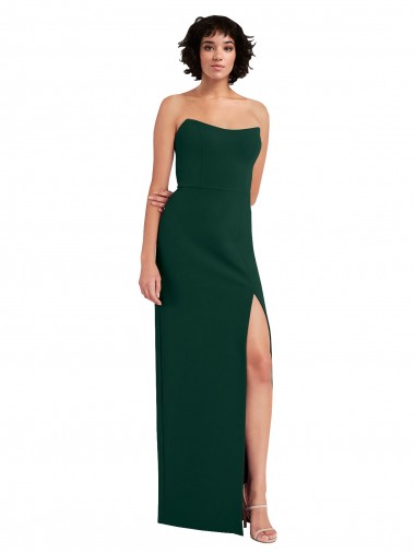 Discount Stretch Crepe Sheath Long Sleeveless Low Back Side Slit Formal Dress