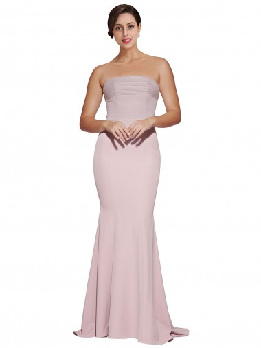 Discount Stretch Crepe Sheath Sweep Train Sleeveless Low Back Mauve Formal Dress