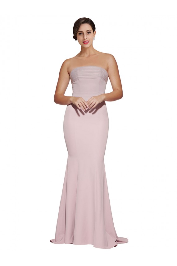Discount Stretch Crepe Sheath Sweep Train Sleeveless Low Back Mauve Formal Dress