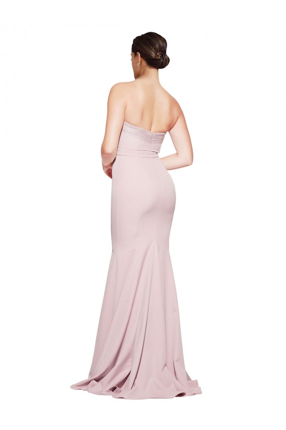 Discount Stretch Crepe Sheath Sweep Train Sleeveless Low Back Mauve Formal Dress