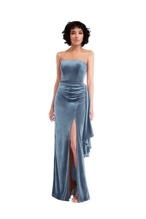 Discount Stretch Velvet Sheath Long Sleeveless Low Back Formal Dress