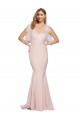 Discount Stretch Crepe & Tulle Sheath Long Sleeveless Low Back Formal Gowns