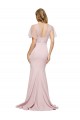 Discount Stretch Crepe & Tulle Sheath Short Sleeves Long Low Back Formal Dress