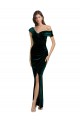 Discount Stretch Velvet Sheath Long Sleeveless High Low Formal Dress