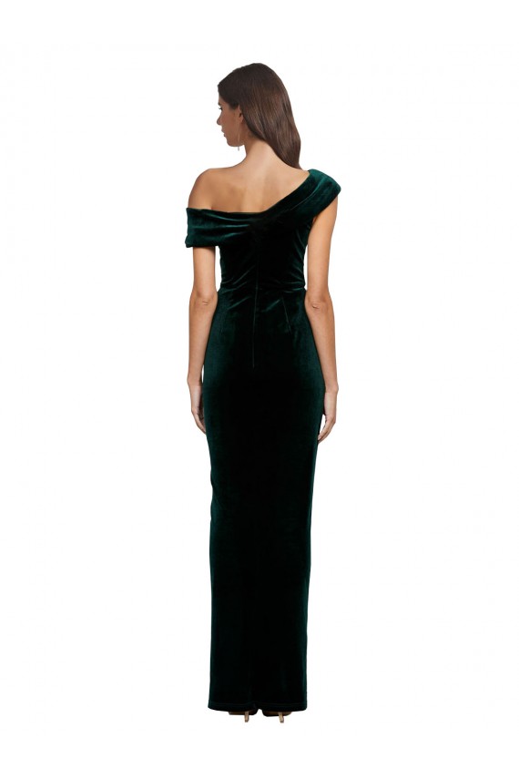Discount Stretch Velvet Sheath Long Sleeveless High Low Formal Dress