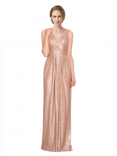 Discount Sequin Sheath Long Sleeveless Formal Dress