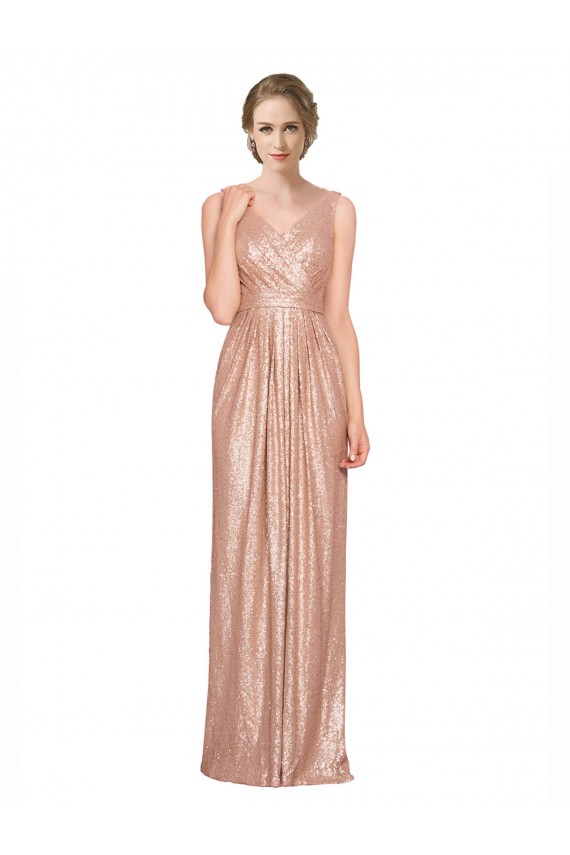 Discount Sequin Sheath Long Sleeveless Formal Dress