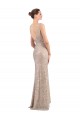 Discount Sequin & Sparkling Sequin Sheath Long Sleeveless Low Back Formal Dress