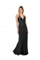 Discount Silky Satin Sheath Long Sleeveless Criss Cross Back Black Tie Formal Dress