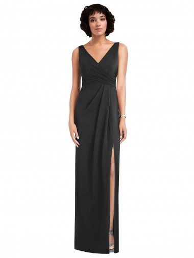 Discount Spandex Sheath Long Sleeveless V-Back Formal Dress